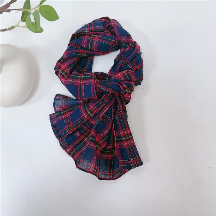 Reiner Baumwoll-Schal mit garngefärbtem Karomuster in über 20 Farben