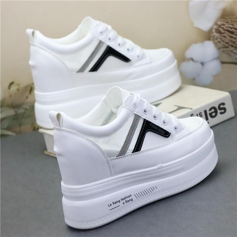 Fashion 10CM Air Mesh Synthetic Leather Platform Wedge Sneakers High Brand Casual Women Shoes Ladies Vulcanize Summer Breathable