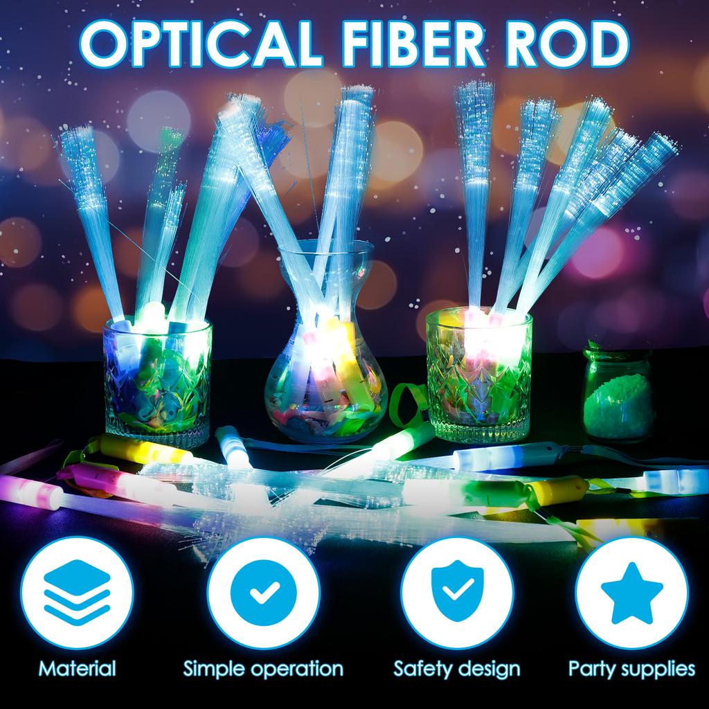 36/48Pcs Glow Fiber Wands Sticks LED Flashing Stick Light up Stick Colorful Fiber Optic Wand For Wedding Concert Christmas Party