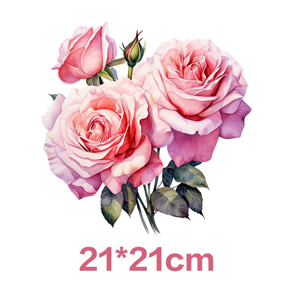 Flower Iron On Transfer Stickers Cute Design Ready To Press Heat Transfer Vinyl Decals Applique for T-Shirt Backpack Clothes