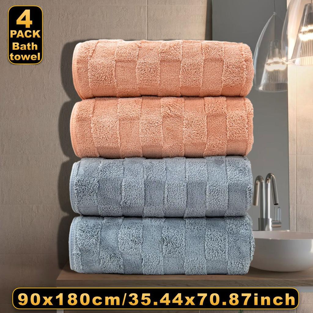 Velká osuška Coral Velvet Čtyřdílná sada pro dospělé domácí koupel Zahuštěná taftová velká osuška 90 * 180 Teplé a pohodlné domácí potřeby denní potřeby