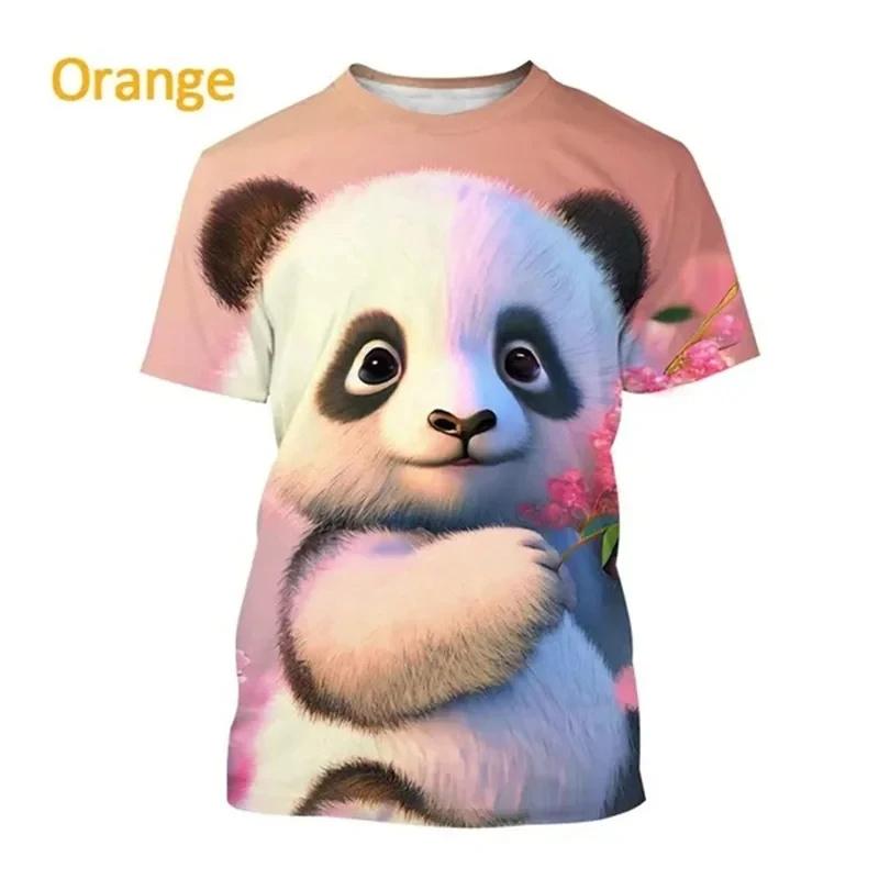 

Cute Panda Pattern Boys T-Shirt Cartoon Animal 3D Print Summer Fashion Harajuku Style O-Neck Short Sleeve Top 100