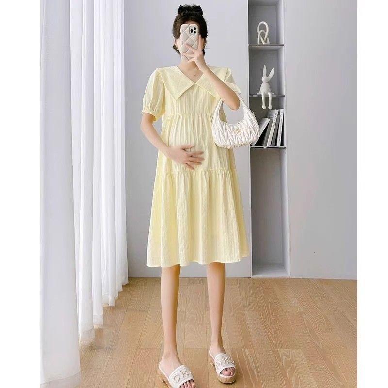 Maternity clothes small fresh doll collar short-sleeved dress women's summer sweet age reduction belly cover loose temperament maternity dress