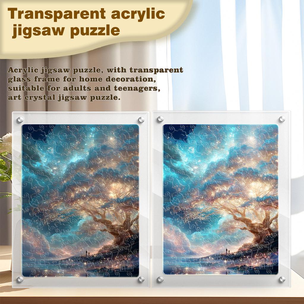 A Tree Puzzle Ornament, Light-Transmitting Decorative Puzzle Toy, Decompressed Acrylic Puzzle.