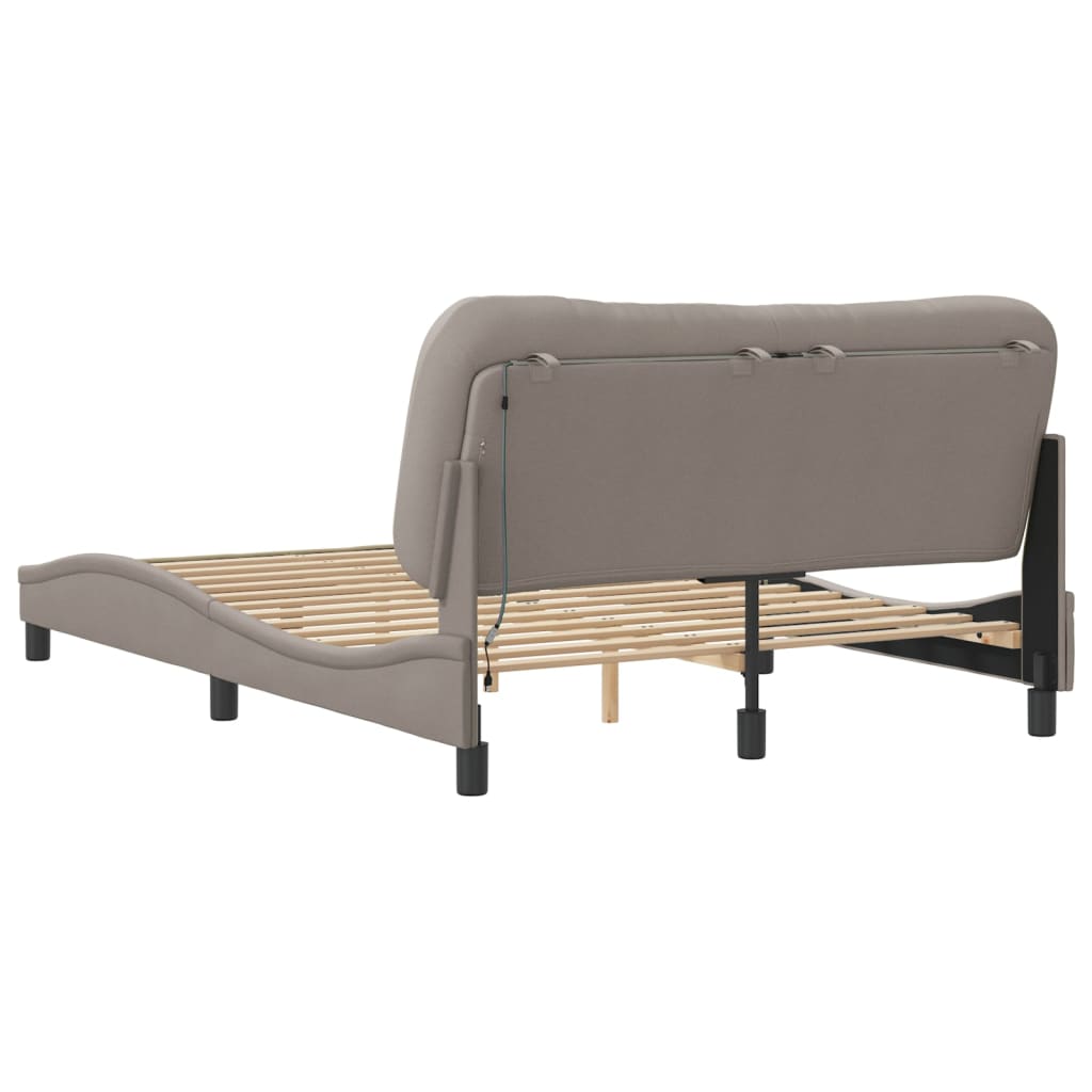 Bed Frame with LED Lights without Mattress  Hvar  Taupe 120x200 cm Fabric
