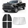 5Pcs Custom Fit Window Sun Shades for Silverado 2500 3500 2020-2026 | Front Windshield, Full Side & Rear Triangular| UV Protection, Blackout Privacy