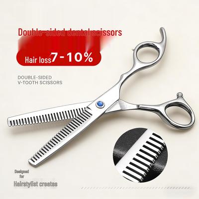 Sapphire 6.0 Inch Bright Polish Double-Tooth Hairdressing Shears – Straight, Thinning, and Bangs Shears