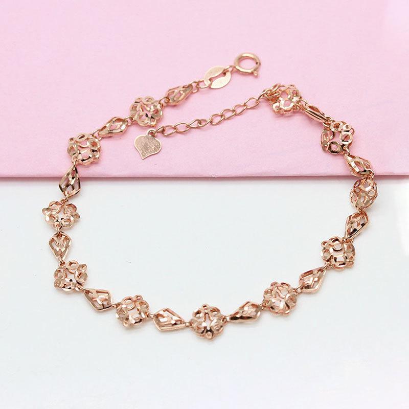 Позолоченный 585 Розовым Золотом Цвет Фиолетового Золота Золотой Полый Цветок Браслет Классическая Мода Женские Украшения