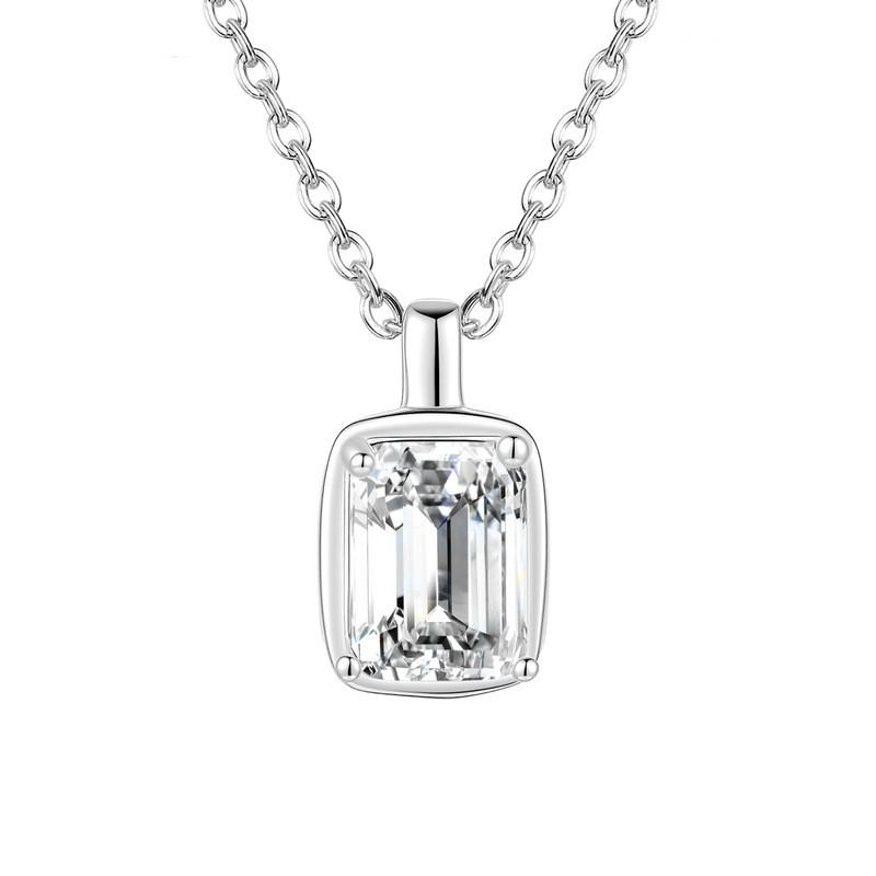 Rechteckiger Moissanit-Anhänger Halskette Damen Sterling D-Farbe 1 Karat Oder 2 Karat Im Labor Hergestellter Edelstein Modeschmuck