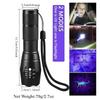 Rechargeable UV Flashlight Dual Light 395nm Ultraviolet WhiteTorch Zoom Torches Detection Lighting Lamp for Pet Stains Hunting