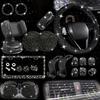 26pcs of Car Interior Cover Steering Wheel Cover License Plate Frame Car Hook Water Coaster One-Button Start Ring Air Outlet Decorative Strip Set