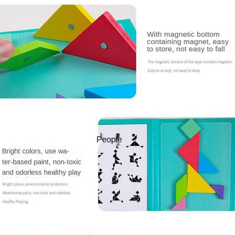 Magnetic Jigsaw Puzzle Toy For Kids Puzzles 3D Tangram Kids Education Toys Wooden Montessori Educational Toy For Children