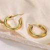 5mm Thick Round Stainless Steel Hoop Earrings for Women Classic Temperament Circle Ear Buckle Female Party Daily Jewelry