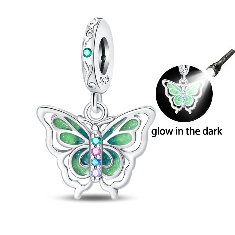 Copper Glow-In-The-Dark Firefly Butterfly Deer Charms Beads Pendants Fit Qikaola Original Bracelets Diy Birthday Jewelry