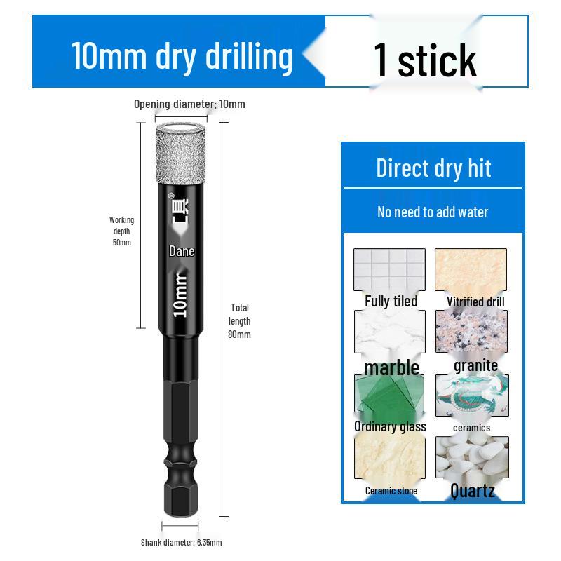 6mm Hex Shank Dry Drill Bit for Glass, Slate, and Marble