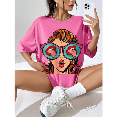 Βαμβακερά Γυναικεία T-Shirts με Τυπωμένο Κινούμενο Σχέδιο, Casual, Λαιμόκοψη Ο, Διαπνέοντα, Μαλακά, Κοντομάνικα Μπλουζάκια, Φαρδιά, Άνετα, Ρούχα του Δρόμου