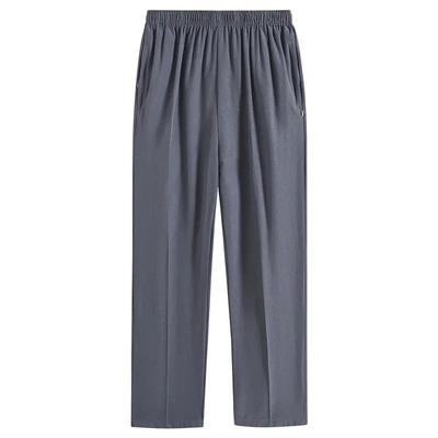 Men's Lightweight Grey Elastic Waist Straight Leg Pants
