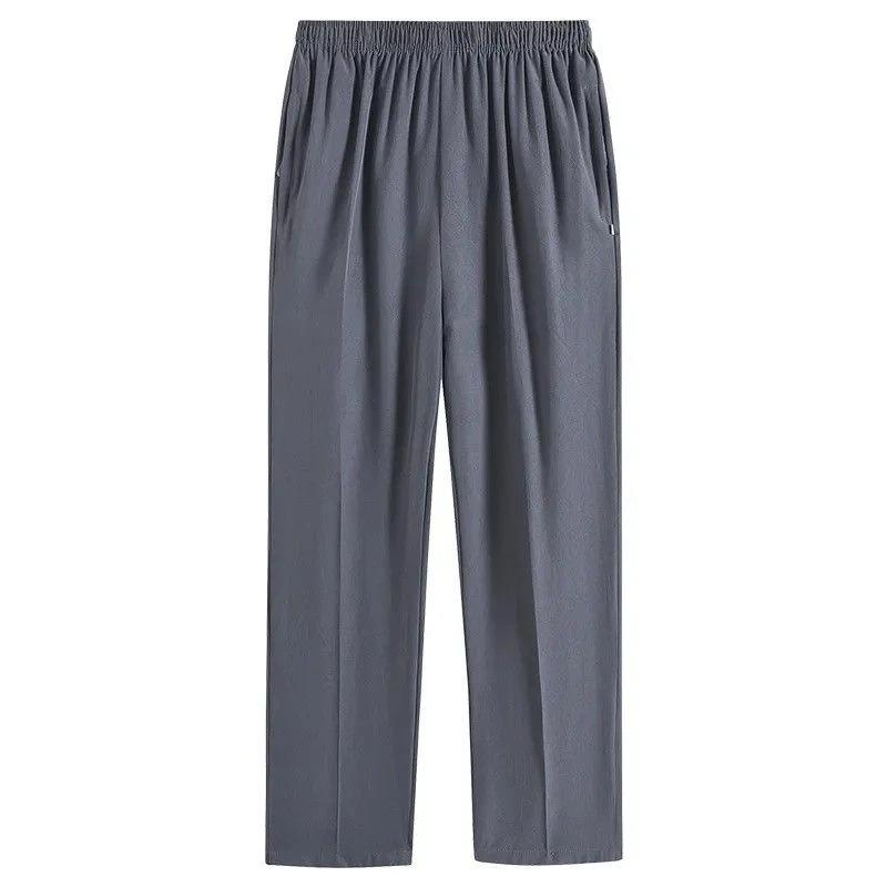 Мужские легкие серые брюки прямого кроя с эластичным поясом XXL серый