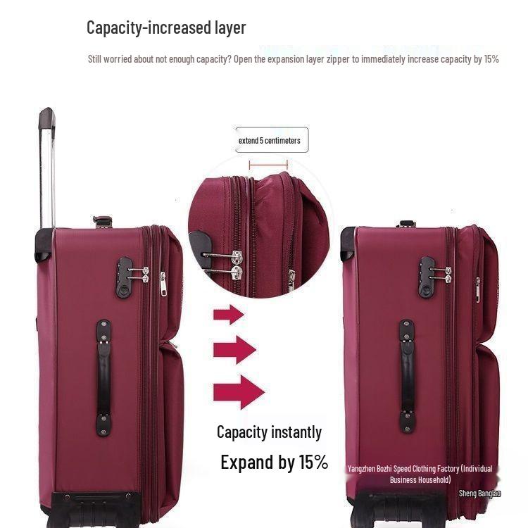 Canvas Large Capacity Carry-On Suitcase with Universal Wheels, Combination Lock, and Durable Trolley for Men and Women