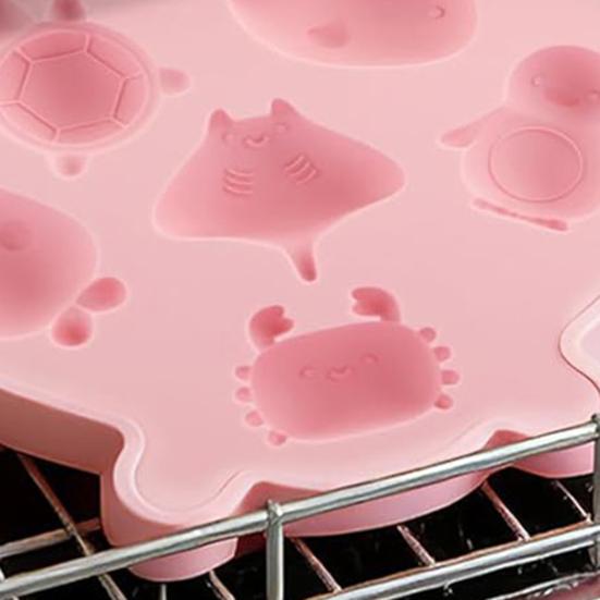 Ocean Animal Silicone Ice Cube Tray Food-Grade Flexible Mold for Seashell Turtle Whale Shapes Easy-Release Fun Ice Maker for Cocktails