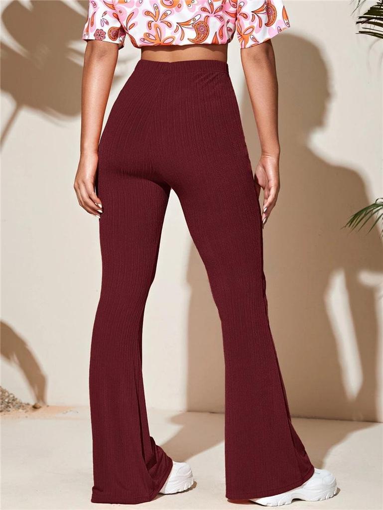 European & American Women's Casual Knitted Flared High Waist Yoga Pants