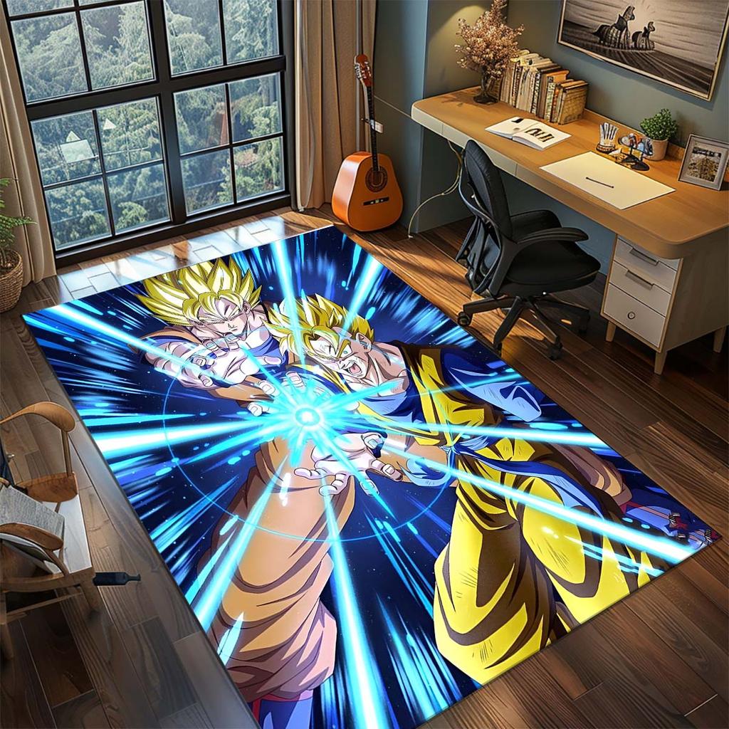 Tappeto Anime Dragon Ball Goku Tappeto Tappeto Grande Area Tappetino Pavimento Antiscivolo Lavabile Stanza Gamer Camera da Letto Decorazioni per la Casa -QJY