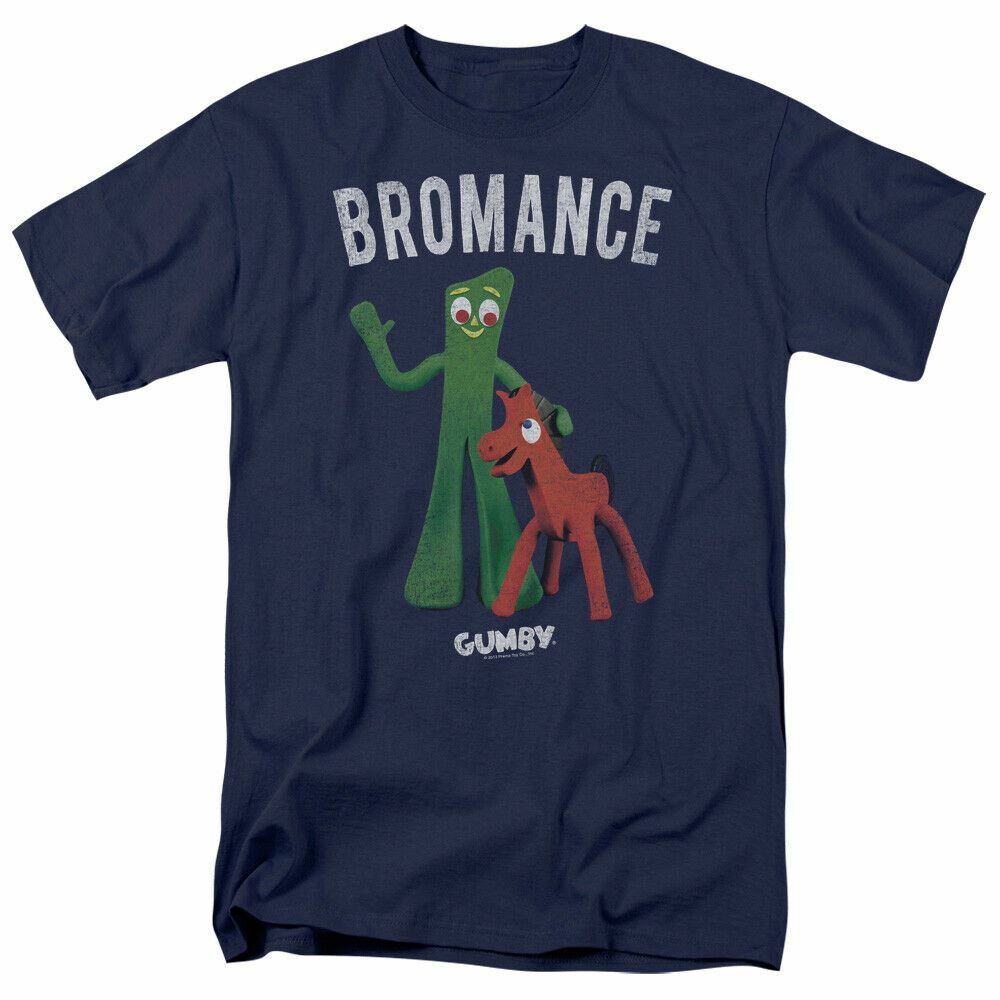 Gumby Bromance Logo T Shirt Gumby and Pokey Mens Licensed Classic TV Show Navy S