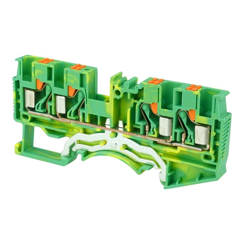 4mm² 1P 4-Wire Spring Terminal Block Yellow-Green PE