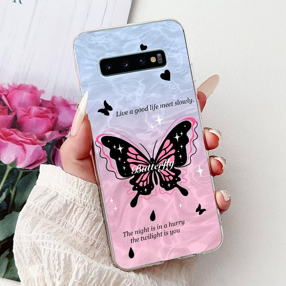 Per Samsung Galaxy S10+ S10 S10e Elegante Custodia per Telefono con Motivo Floreale e Farfalle Per Samsung S10e S10 Plus S 10 4G Custodie Morbide in Silicone TPU