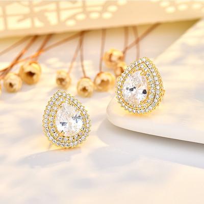 Water Drop Zircon Earrings High-end Fashion Atmospheric Zircon Earrings for Women