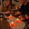Halloween Pumpkin LED Candle Light with Triangular Eyes and Pattern for Home Decor