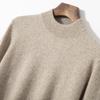 Men's Autumn Winter Wool Cashmere Pullover Sweater, Half High Neck, Solid Color, Plus Size