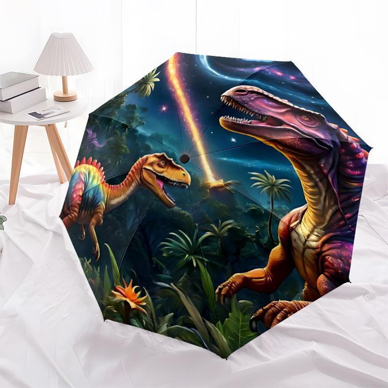 1pc Dinosaur Galaxy Automatic Folding Umbrella, Sturdy And Durable Automatic Folding Umbrella with 8 Ribs, Convenient for Outdoor Use094