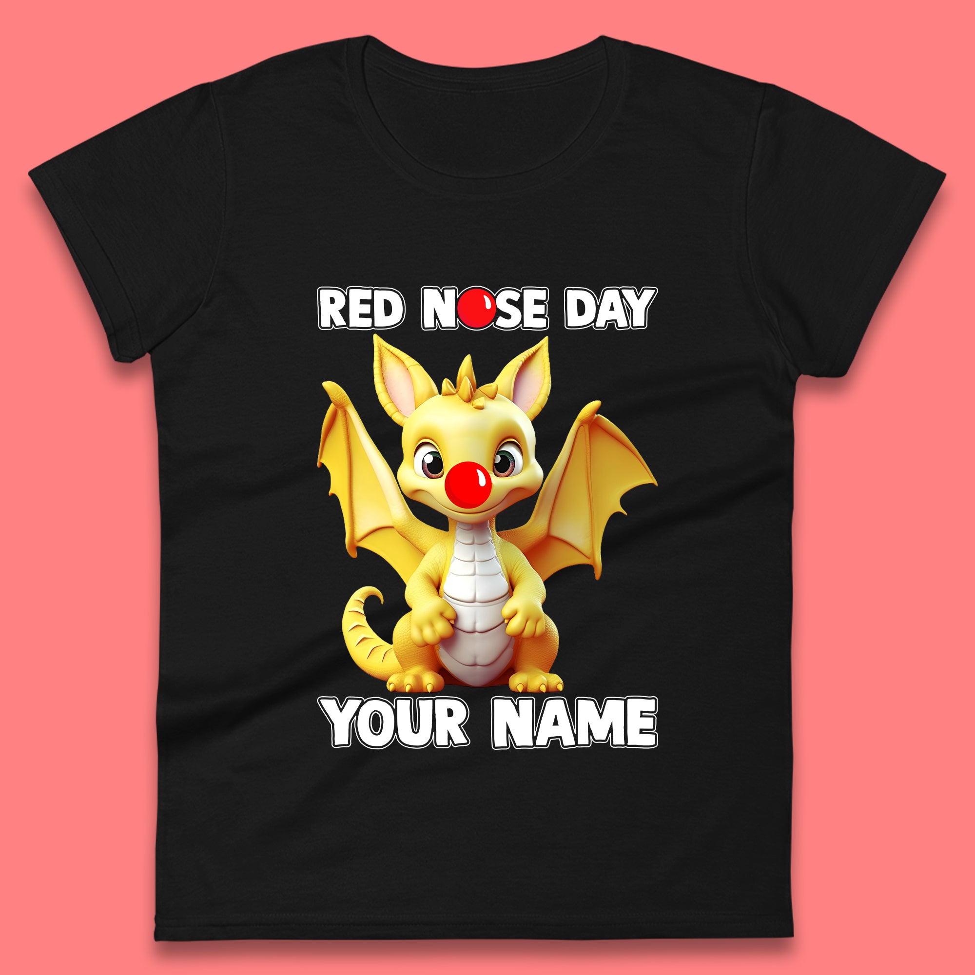 Personalised Dragon Red Nose Day Womens T-Shirt Mens Tops Tees Unisex XL
