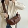 New Large-capacity Retro Shoulder Messenger Bag Soft Leather Pleated Dumpling Bag Lazy Wind Casual Bag