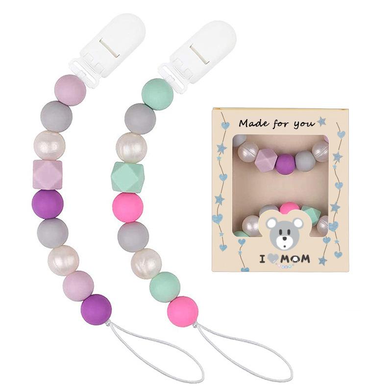 Silicone Pacifier Clips For Baby Boys And Girls One-Piece Beads -Free Holders, Teething Baby Necessities