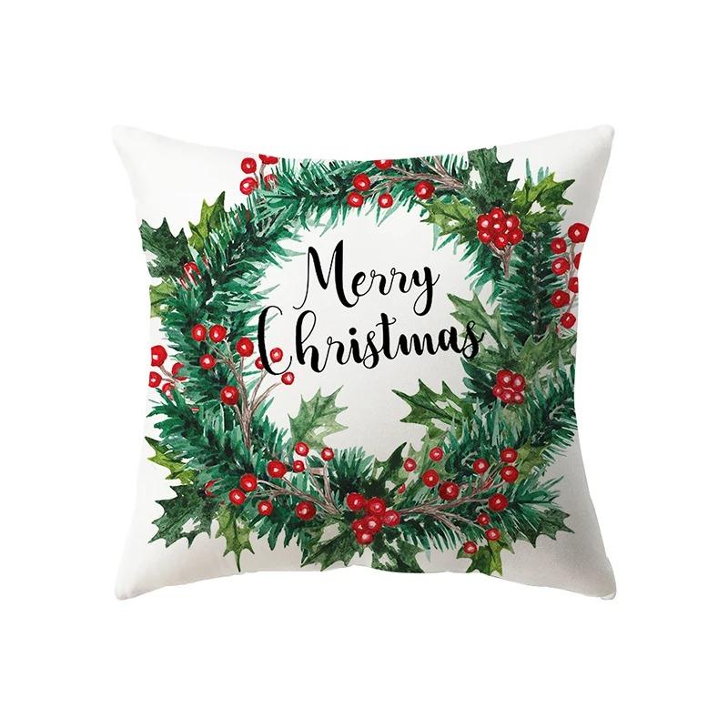 Christmas Decoration Theme Cartoon Print Pattern Cushion Cover For Home Living Room Sofa Pillow Cover