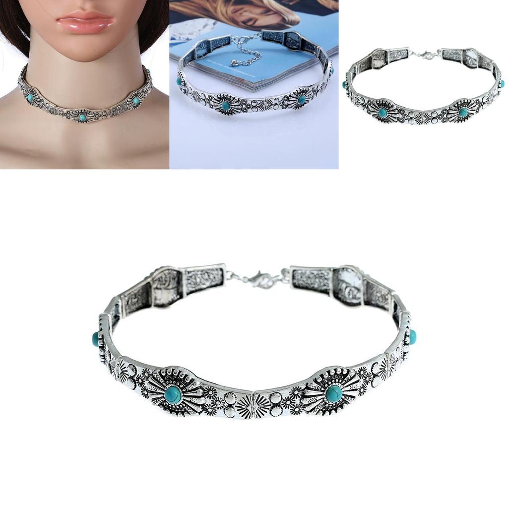 Zigeuner Vintage Geometrische Legierung Türkis Halskette Für Boho Frauen
