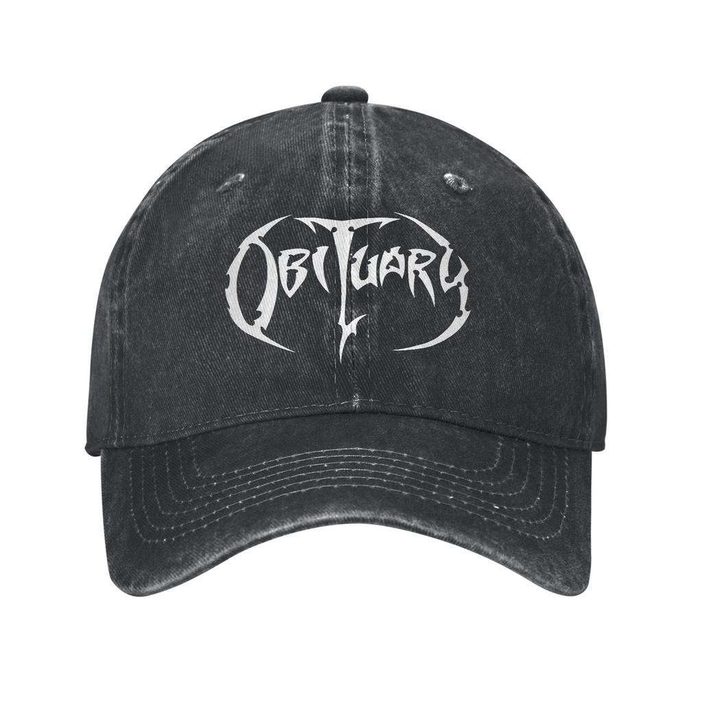 White Obituarys Logo Death Metal Unisex Baseball Caps s Music Band Distressed Washed Hats Cap Retro Golf Adjustable Sun Cap