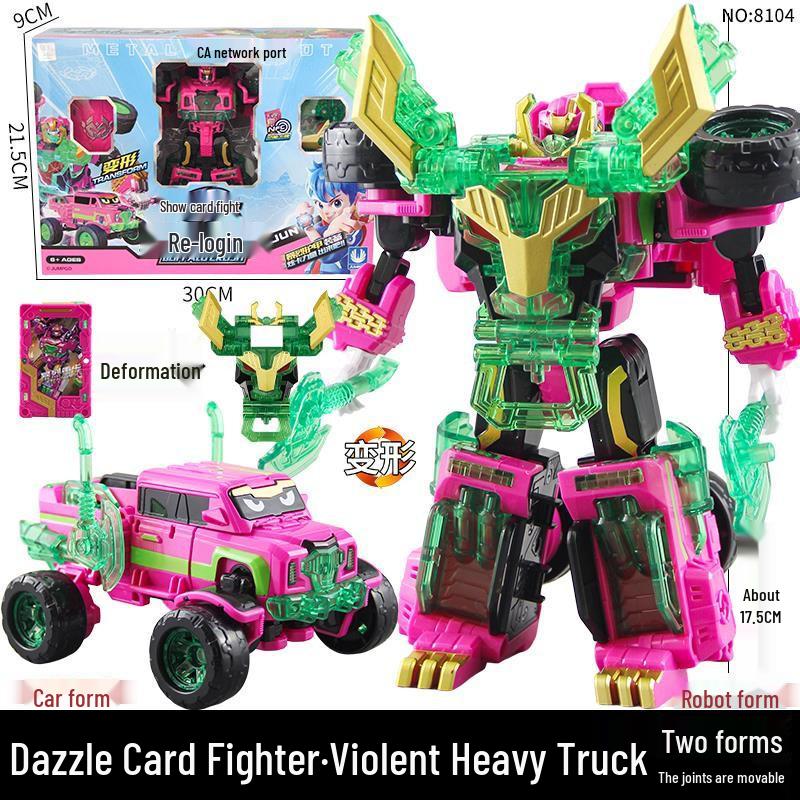 Xuan Card Fighter 2: Blue Lightning Thunder King Flame Dragon Transforming Robot Car Toy