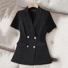 Women Blazer Jacket Summer Temperament Suit Coat Female Korean Thin Short Sleeve Suit Outerwear Lady Casual Tops