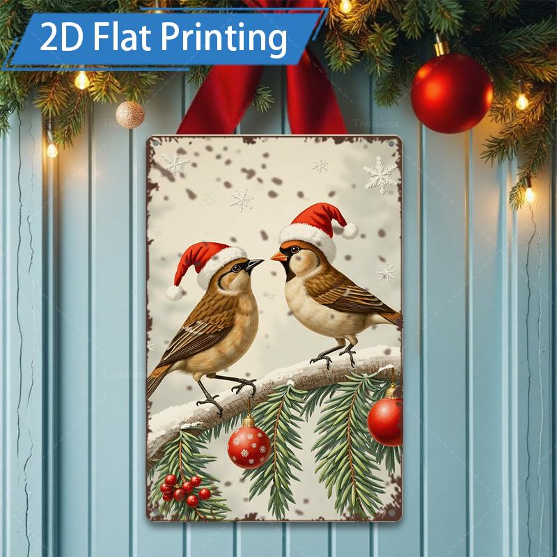 D FLAT pc Metal Sign Christmas Cupcake D Flat Print Metal Wall Art 20x30cm(7.8x11.8inch)
