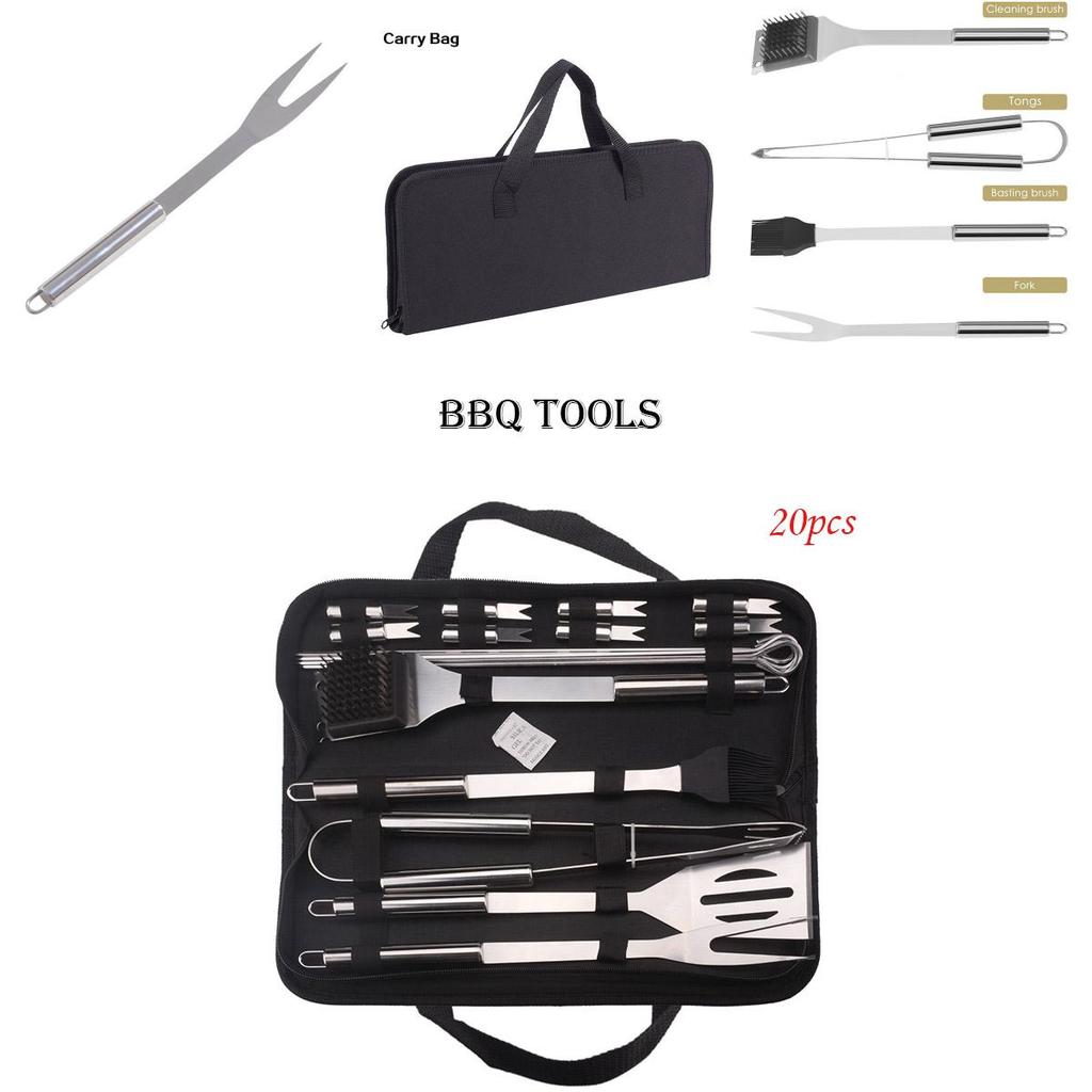 Grilling Bbq 20pcs Accessories Barbecue Grill Cooking Utensil Bbq Tool Kit Set