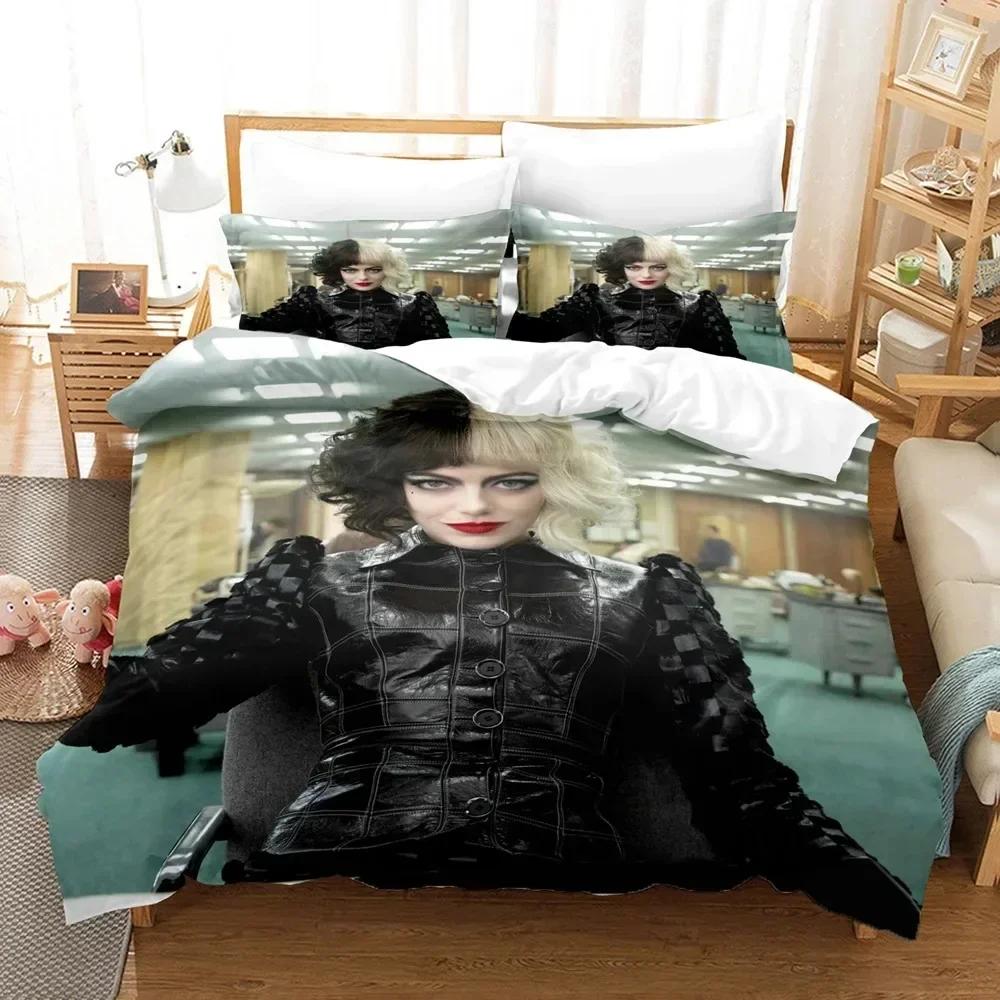 Cruella De Vil Bedding Set Duvet Cover Sheet Printed Bed Set Pillowcase Bed Full Queen King Size Comforter Bedroom