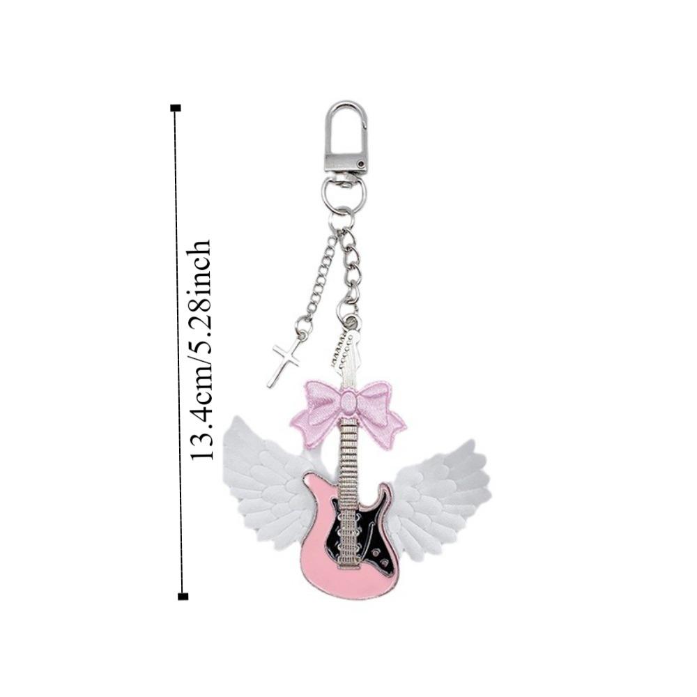 Bow Pink Guitar Phone Chain Guitar Cell Phone Strap Jewelry Gift Mobile Phone Lanyard  Phone Charm