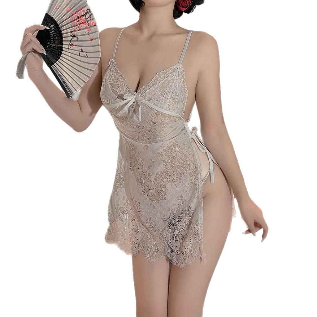 Verführerisches Spitzen-Strapsnachthemd-Set - Reizvolle & Durchsichtige Lingerie