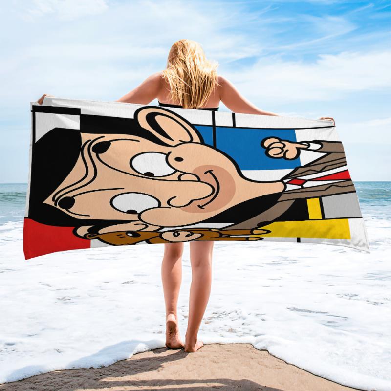 Mr Bean Kreslený Potisk Plážová Osuška Ručník k Bazénu Kempingová Osuška Ručník do Koupelny Deka Estetická Cestovní Novinka Dekorace pro Dospělé