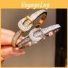 Stainless Steel Zircon Horsebit Bracelet With Geometric Design For Fashionable Women