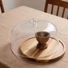 Wood Cake Stand Multi Function Round Cake Plate with Transparent Lid for Fruits Desserts Cheese