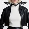 Stylový PU choker náhrdelník s decentním andělským křídlem Lehký hypoalergenní doplněk pro ležérní oblečení